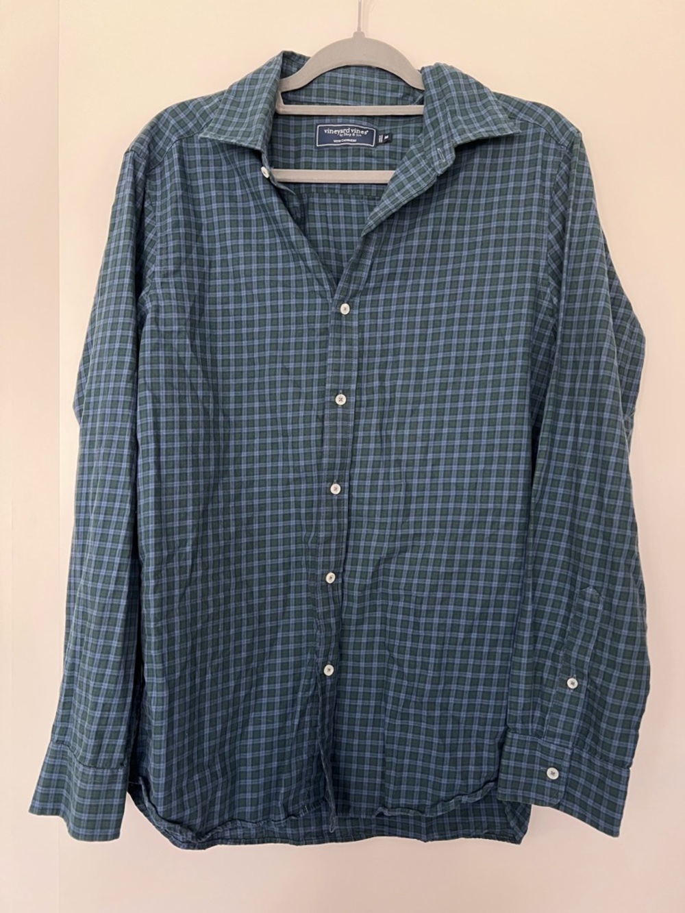 Vineyard Vines Teal and Navy Plaid Button-Down Shirt
